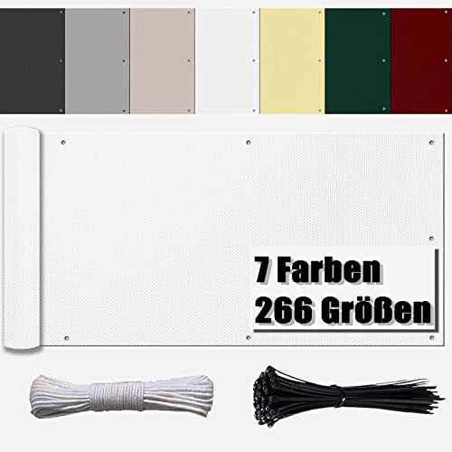 Ufamiluk Brise Vue Blanc Anti UV Polyester (200g/㎡) Résistant Aux Intempéries Cache terrasse Exterieur pour Jardin et Lieu de fête Piscine 80 cm de Hauteur 80x300cm