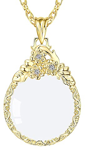 Lupen mit Kette Leselupe 3X Vergrößerung Lesehilfe Taschen Lupe Anhänger Halskette Pullover Lupe Tragbar Handlupe Damen Mädchen Sehhilfe Minilupe Vergrößerungsglas Taschenlupe Lesung Geschenk