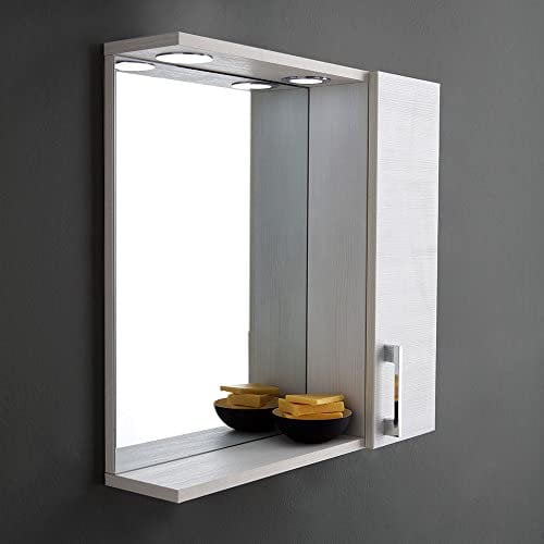 Kiamami Valentina Specchio con pensile per bagno rovere bianco con luce led