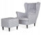 Family Meble Ohrensessel mit Hocker, Modell Print, Skandinavisch, Relaxsessel aus Webstoff, Loungesessel, Ohrensessel mit Hocker, Bequemer Sessel, Für Wohnzimmer, Esszimmer, Schlafzimmer, Dachte 25