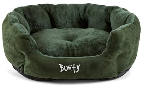 Bunty Polar Dog Bed & Cat Bed, Small | Cosy Fluffy Fleece Calming Dog Bed | High Wall Snuggle Anti Anxiety | Washable Bed & Cushion for Puppy, Small to Large Pets - Green