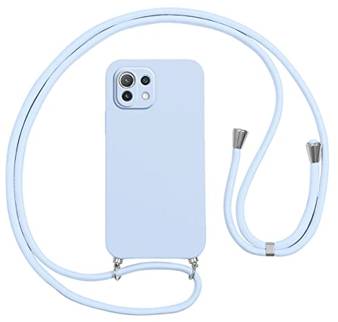 Vauki Handykette für Xiaomi 11 Lite 5G NE/Mi 11 Lite 4G/5G Hülle, HandyHülle mit Band Stoßfest Silikon Schutzhülle mit Kordel Abnehmbar zum Umhängen, Dünn Lanyard Weich Case für Xiaomi 11 Lite, Lila