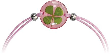 Bracelet Trèfle à 4 Feuilles Cercle Rose Porte Bonheur Véritable Trèfle Végétal
