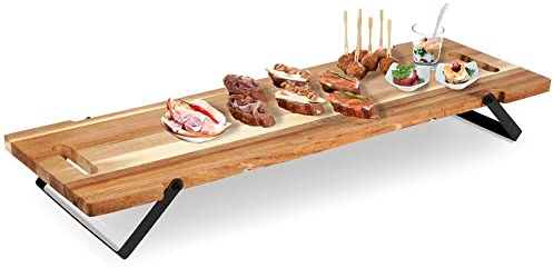 Plateau de service en bois avec pieds pliables 67,5 x 19,3 x 7,5 cm