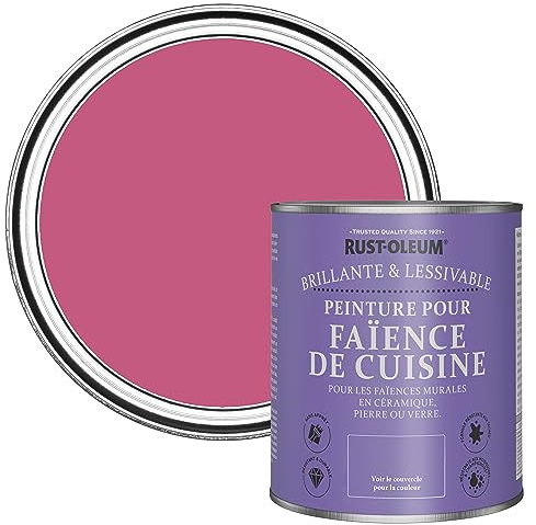 Rust-Oleum Pink Water-Resistant Kitchen Tile Paint in Gloss Finish - Raspberry Ripple 750ml