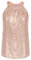 Damen Ärmellose Tank Tops Pailletten Bluse T-Shirt Rundhals Casual Oberteile Gold Rosa L CL1792A22-10