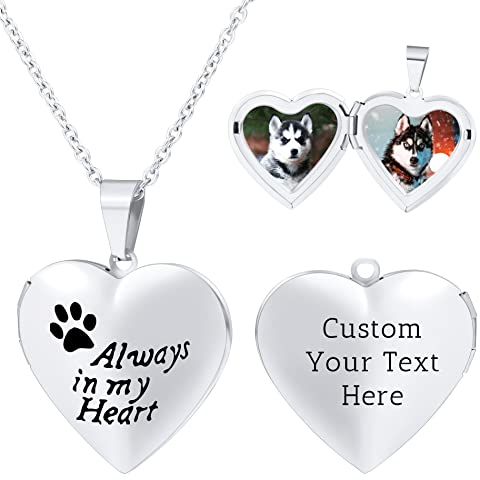 OTXIXTO Herz Medaillon Kette für Damen Personalisierte Foto Anhänger Halskette Gold/Silber/Rosegold aus Edelstahl Text Gravur Personalisierter Schmuck Geschenke für Frauen Mutter (Always...)