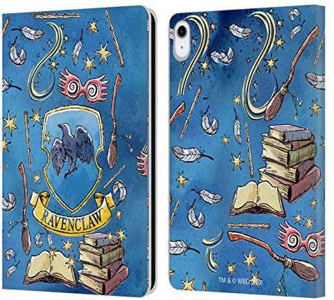 Head Case Designs Officially Licensed Harry Potter Ravenclaw Pattern Deathly Hallows XIII Leather Wallet Case Compatible With Apple iPad 10.9 2022/2025