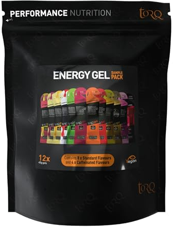 Torq Energy Gel Sample Pack of 12 - Ultimate On The Go Quick Release Energy - 30g of Carbohydrates - Electrolytes - Power - Running/Cycling/Sports Gels - Taster Pack - Natural & Vegan