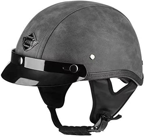 Halbhelme Motorradhelm, Pu-Leder Half Helm Mit Schutzbrille, DOT/ECE-Zulassung Retro Halbschalenhelm, Mit Visier Schnellverschluss，Motorradhelm Halbschalenhelm Mit ECE
