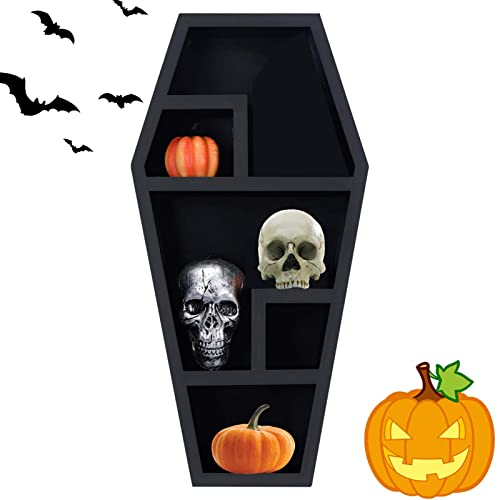 Vesone Sargregal | Sarg Bücherregal Halloween Gothic Room Decor,Schwebende Regale für Wand- oder Tischplatte, Sargtablett, Halloween- -Gothic-Heimdekoration