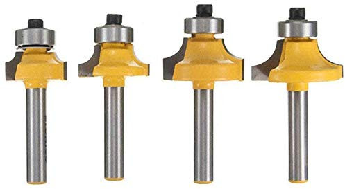 Graootoly 4Pcs 1/4 Inch Round over Router Bits Corner Rounding Edge-Forming Edging Tool Set, 5/16 Inch 3/16 Inch 1/4 Inch 1/8 Inch Radius for Woodworking Milling Cutter