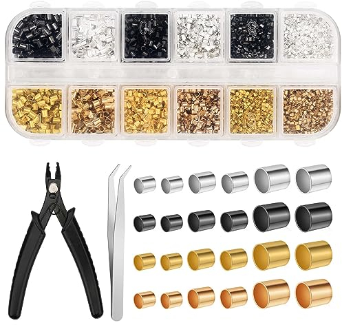 2200 Stück Crimp Perlen Set, 1,5/2/2,5mm Crimp Perlen mit Quetschzange Pinzette Quetschröhrchen für DIY Armbänder Ohrringe Halsketten Schmuckherstellung (4 Farben)
