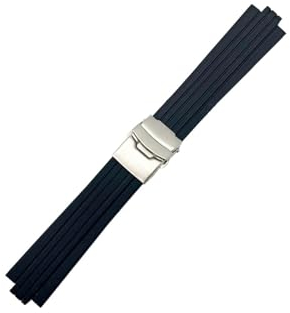 UsmAsk 24 mm x 11 mm Silikon-Gummi-Armband, passend for Oris Aquis Uhrenarmband, konvexes Armband, Edelstahl-Sicherheitsschnalle, Handgelenk-Armband, Schwarz (Color : Black, Size : 24mm-10)