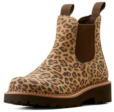 ARIAT Women's Fatbaby Twin Gore Single Stitch Welt Elastic Suede Leather Chelsea Boots (Cheetah, UK 7)
