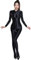 Yaaapiy Damen Ganzkörperanzug Yoga Jumpsuit Einteiler Body Bodysuit eng Gepflegt.Kostüm Catsuit mit Reisverschluss Dessous Unterwäsche (schwarz 1)