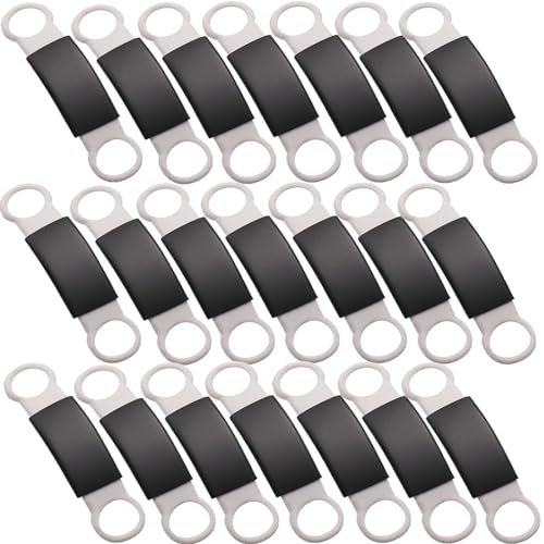 21 Pcs Slide On Pet Id Tags Cat Dog Name Tag Silent, Blank S/M/L Black Stainless Steel Silicone, Quiet No Noise Pet Dog Cat Collar Tag (White, M)