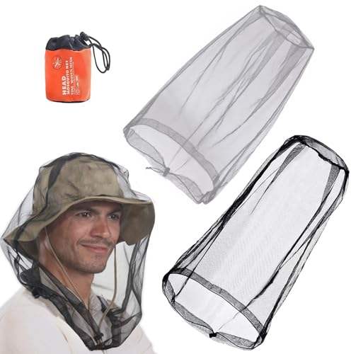 2 Stück Moskitonetz Kopf,Mückennetz Kopf Hut,Moskitonetze Für Das Gesicht,Mit Aufbewahrungstasche,Mückenschutz Hut,Für Outdoor Aktivitäten und Jagen geeignet Schutz vor Mückenstichen