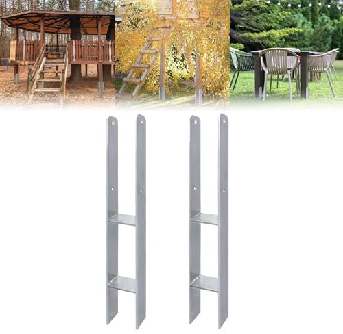 ACXIN 2 Stück H-Pfostenträger H-Anker Pfostenanker Set in Rostfreier Stahl mit Beschichtung, für feste Installationen im Freien, 81x600mm, 5mm Materialstärke