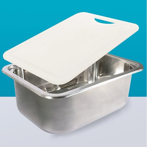 Éviers de Bar Encastrés, Evier Camping Car pour Camping-car, Évier de Cuisine en Acier Inoxydable avec Planche à Découper en Acrylique, Évier de Bar Sous Plan à Une Cuve, pour Caravane, Camping-car