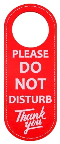 ANCLLO Letrero para Colgar en la Puerta con Texto en inglés Do Not Disturb, 1 Paquete de Piel sintética, Perilla de Puerta de Doble Cara