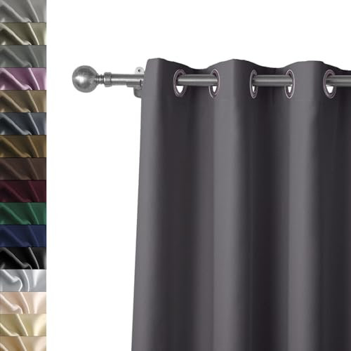 WUXXIANG Tende Soggiorno Oscuranti 230 x 195 cm Soffice, Drappo Classico, Elegante, Tende Oscuranti per Finestre Tende per Casa, Set da 2 Pannelli, per Soggiorno, Porta Interna, Grigio Scuro