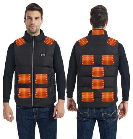 Monave Men Heated Gilet Heated Vest 13 Heating Pads Heated Body Warmer for Motorcycle Fishing Skiing Outdoor Activities Package don’t include power bank