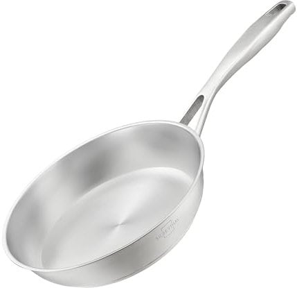 SILBERTHAL Edelstahl Pfanne Unbeschichtet - Induktion - Profi Bratpfanne 20cm - Röstaromen - Ofenfest