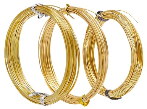 PH PandaHall 3 Größen Messing Craft Wire 27m quadratischer Kupferdraht Schmuck Draht 0.8/0.6/0.4mm Toter weicher Kupferdraht für Wire Wrapping Schmuck Craft Making, Gold