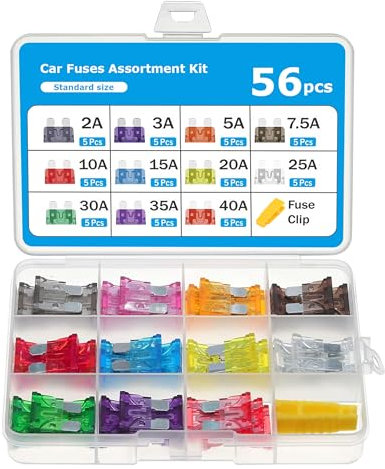 Flaconi 56 PCS Fusibles Coche Kit,Fusibles Coche,Fusibles Coche Mini,2A 3A 5A 7.5A 10A 15A 20A 25A 30A 35A 40A Fusibles 12v,caja fusibles,Para Automóviles,Vehículos,Camiones,SUV,ATV,UTV, Motocicletas