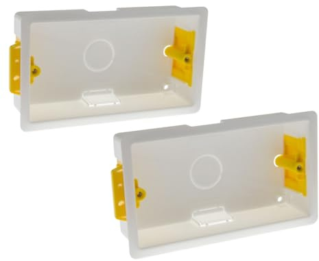 Éabcon Plasterboard Dry Wall Back Box, 47mm Deep, 2 Gang, Double, White (2)