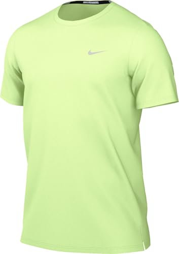 Nike Miler Dri-Fit Uv Short Sleeve Running Top for Men, Barely Volt/Reflective Silv, DV9315-701, XL