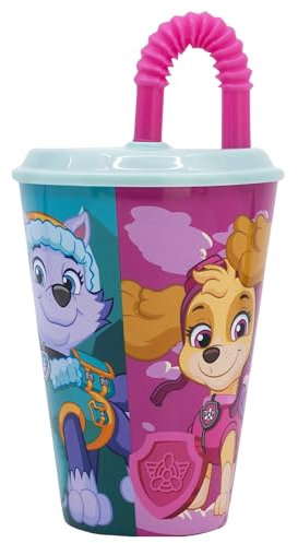 Stor Vaso Infantil Reutilizable con Tapa y Pajita de 430 ml de La Patrulla Canina Girl