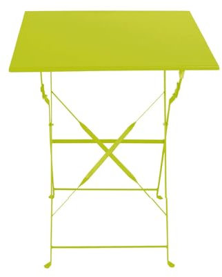 Outdoortisch Bistrotisch Klapptisch Campingtisch Balkontisch Gartentisch Metall 60x60xH71cm Lime Grün Eckig klappbar