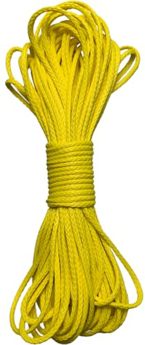 Geflochtenes Dyneema-Seil, 12 Stränge, 3 mm, 700 kg, Bruchdehnung, geeignet für Zelte, Kiteboarding und andere 19,8 m (gelb)