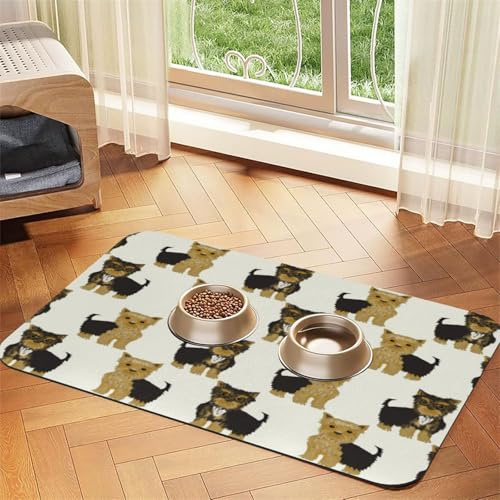 Yorkshire Terrier, süßer Yorkie-Hund, Haustier,wasserdichte Futtermatte für Haustiere, Tischsets für Katzen und Hunde für Futter und Wasser, Futtermatten aus PU-Leder,40x60cm