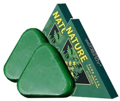 Jabón Sólido Nature Triangle, Jabón Sólido Usman Grass, Controla La Grasa, Calma Y Fortalece El Cabello, Jabones Sólidos Profundamente Nutritivos para El Crecimiento Del Cabello (2PCS)