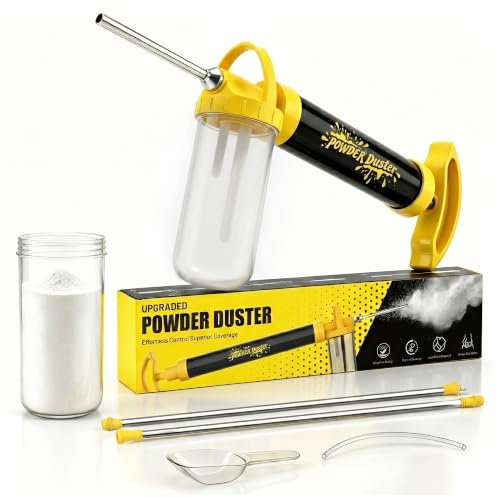 Diatomaceous Earth Powder Duster, Powder Sprayer with Adjustable Length 4FT, Multi-Purpose Application for Indoor Outdoor Garden (Yellow)