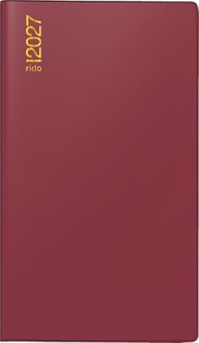 rido/idé 7012112297 Taschenkalender Mod. TM 15 2027 A6, Kunststoff, bordeaux