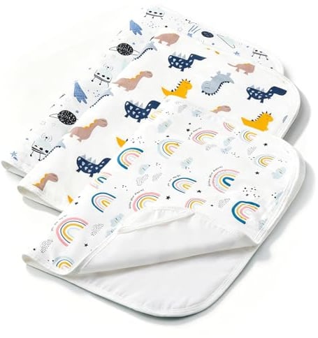 3 Stück Baby Wickelunterlage 70x50 CM, 3 Lagen Wiederverwendbare Baby Unterlage Wasserdicht, EVA Unterlage Changing Mat Pad, Wickelauflage Waschbar Atmungsaktiv, Wickelauflagen für Kleinkinder
