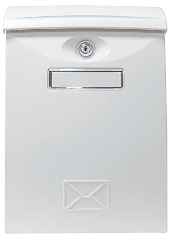 Amig - Boîte aux lettres d'extérieur résistante en plastique | Design acl moderne | Porte verrouillable avec 2 clés | Idéale pour maisons unifamiliales, 34,5 x 20,5 x 10,5 cm, Blanc, Plastique