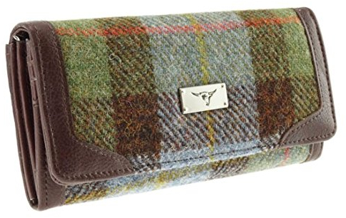 Glen Appin Harris Tweed Damen Bute Umstülpen Geldbörse LB2000 - Farbe 15 Blau Kariert