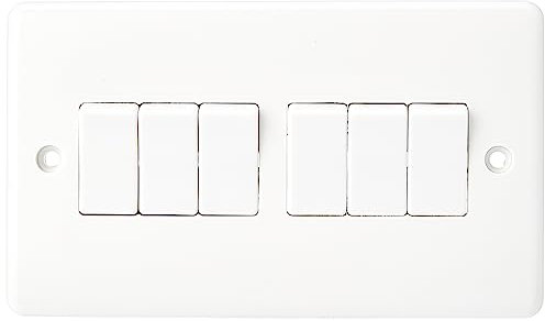 Knightsbridge CU4200 Curved Edge 10 A 6 Gang 2 Way Switch, White