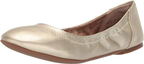 Amazon Essentials Women's Belice Slip On Ballet Flat, Gold, 2 UK Wide