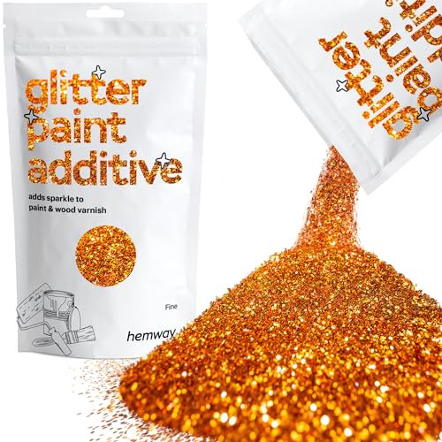 Hemway Glitter Paint Additive - Copper Holographic | Fine Metallic Flakes for Adding Sparkle to Paints & Wood Varnish | Add to Emulsion, Acrylic & Latex for Indoor Sparkly Walls | 100 g