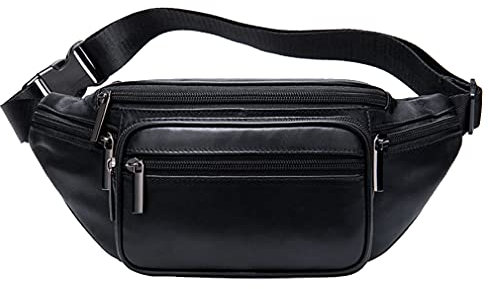 Leder Gürteltasche Gürteltasche für Herren Frauen Reisen, Wandern, Laufen, Hüftgürtel, Schlankes Handy, Geldbörse, Geldbeutel Schwarz