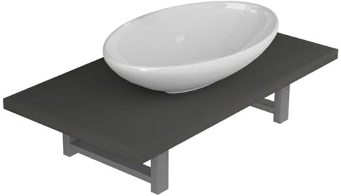 vidaXL 2-TLG. Badmöbel-Set Waschtisch Aufsatzwaschbecken Keramik Grau