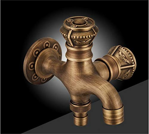 UZSYLE Miscelatore Per Bidet In Ottone Antico Musulmano Fissato Al Muro Intagliato Bagno Doccia Wc Lavatrice Rubinetto Acqua Fredda Con Doccetta Staffa, Solo Rubinetto Bidet