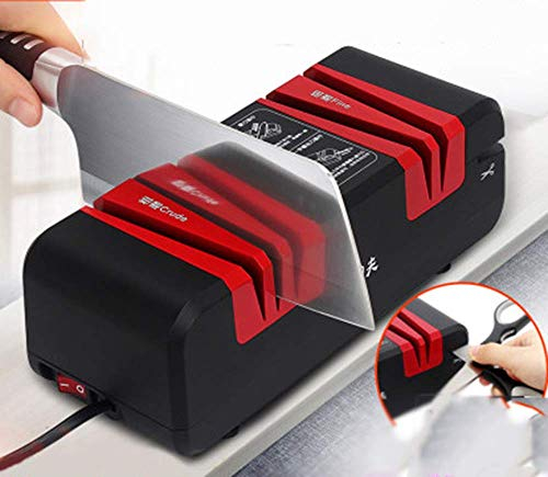 XINGYU Afilador de Cuchillos y Tijeras 4 en 1, Herramienta de Afilado de Tijeras multifunción eléctrica para el hogar, Afilador de Cuchillos de Cocina de 4 etapas Completamente automático