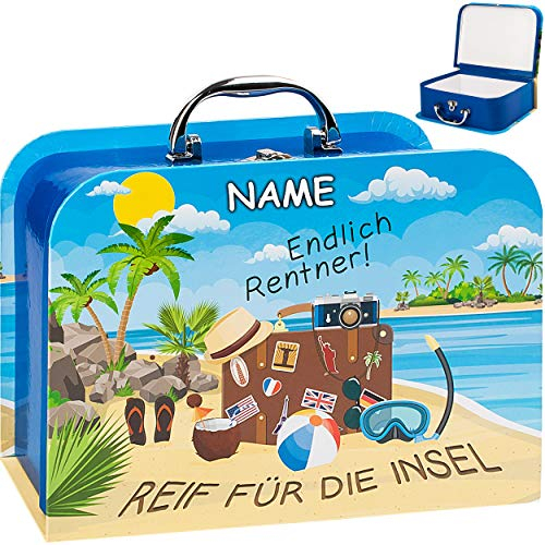 alles-meine.de GmbH Koffer/Kinderkoffer - MITTEL - Endlich Rentner ! Reif für die Insel - inkl. Name - 23 cm - Pappkoffer - Puppenkoffer - Kinder - Pappe Karton - Ruhestand Ren..